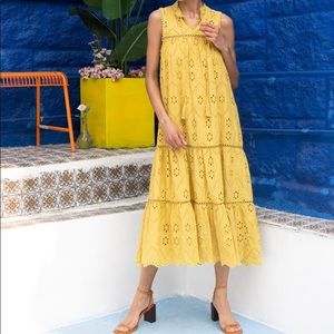NWT Embroidered Eyelet Midi Dress